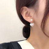 Daiiibabyyy  Imitation Pearl Earrings For Women Heart Round Stud Earrings Elegant Love Ear Stud Party Wedding Jewelry Valantine Day Gifts