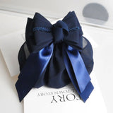 Daiiibabyyy  Professional Ribbon Ruffled Edges Hair Net Sweet Flower Bow Snood Headwear Ponytail Clip Hairgrips Cover Net Waiter