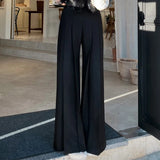 DAIIIBABYYY  -  Elegant Wide Leg Pants Women Fashion Streetwear Pleated Black Suit Pants Office Ladies Korean Baggy Straight Trousers New
