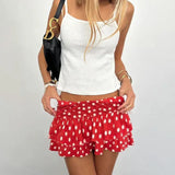 Daiiibabyyy  Polka Dot Half-length Skirt with Puffy Waist And Lace Trim for Women Short Cake Skirt with Lining Summer Autumn Fashion