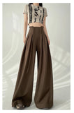 DAIIIBABYYY  -  Streetwear Wide Leg Pants Women Korean Black High Waist Suit Pants Summer Fashion Elegant Lace Up Straight Trousers New