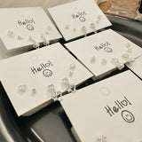 DAIIIBABYYY  -  Silver Plated Needle Luxury Stud Earrings Set for Women Fashion Rhinestone Heart Pearl Bow Star Earring Wedding Jewelry