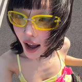 Daiiibabyyy  New Fashion Korean Y2K Sunglasses for Women Men Square Frameless Sun UV Protection Outdoor Sports Outfits Glasses Decoration