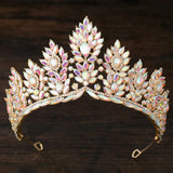 Daiiibabyyy  Korean Bridal AB Crystal Rhinestone Big Tiaras Crowns For Women Girls Wedding Party Crown Hair Dress Jewelry Accessories