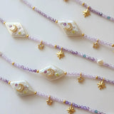 Daiiibabyyy  Natural moon and star purple beaded chain, fresh and elegant, fashionable accessory