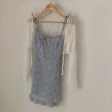 DAIIIBABYYY  -  Korean Splicing Fungus Edge Floral Suspender Dress Women Summer New Style French Small Fresh Lace Up Short Vestidos