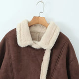 DAIIIBABYYY  -  Fashion Oversize Loose Lamb Jacket For Women 2024 Winter Long Sleeve Button Fleece Coats Female Hip Hop Street Fluffy Outerwear