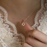 Daiiibabyyy  New Shiny Zircon Necklace for Women Flower Heart Starburst Pendant Necklace Sweet Lovely Banquet Party Jewelry Accessories Gifts