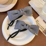 Daiiibabyyy  New Retro Denim Bow Hair Clips for Women S-Shaped Exquisite Sweet High Ponytail Twist Clip Casual Hair Accessory