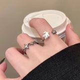 Daiiibabyyy  Sweet Ghost Cross Opening Rings for Women Unique Cute Finger Opening Adjustable Rings Couple Rings Fashion Jewelry Birthday Gift