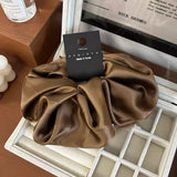 DAIIIBABYYY  -  12cm Diameter Oversized Scrunchies Satin Fabric Solid White Pink Black Rubber Bands Girls Elegant Ponytail Holder Hair Ties Rope