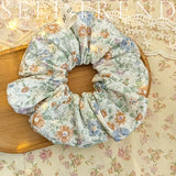DAIIIBABYYY  -  French Fashion Plaid floralScrunchies for Hair  bow ribbon French girlish ponytail tie hair accessory versatile Hair ties