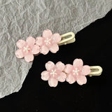 Daiiibabyyy  Jelly Cherry Blossom Hair Clips Pink Blue Flower Hairpins for Girl Romantic Wave Side Bangs Barrettes Kawaii BB Hair Accessories