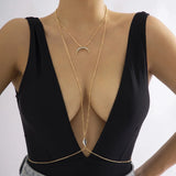 DAIIIBABYYY  -  Bohemia Sexy Cross Chest Breast Belly Body Chain for Women Simple Stars Moon Crystal Chest Chain Waist Chain Jewelry Party