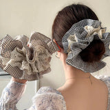 DAIIIBABYYY  -  1pc elegant lace double-layer large intestine hair band, women's new style wrinkled high-end ponytail hair accessories