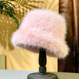 Daiiibabyyy  Winter New Imitation Fox Fur Fur Velvet Ladies Hat Ins Style Korean Fashion Luxury Fisherman Hat Outdoor Shopping Accessories