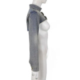 DAIIIBABYYY  -  Y2K Cropped Denim Jacket Women Vintage 90S Sexy Long Sleeve Jeans Coats Summer Gyaru Harajuku Streetwear Design Outerwears