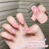 Daiiibabyyy New 3D Gradient Love Heart Nail Stickers French Red Blue White Green DIY Nail Art Self-Adhesive Decals Nail Art Decoration