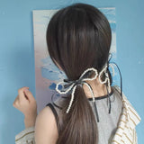 Daiiibabyyy  Women's Hair Clips Korean Version Kawaii Hair Tie Hair Accessories Set Pearl Bow Hair Clip Girl Half Tie Hair Clip Sweet Style