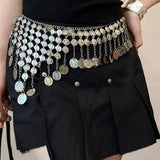 Daiiibabyyy  European and American Metal Bell Tassel Belly Chains Simple Retro Belt Light Luxury High-end Temperament Waist Jewelry for Women