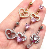Daiiibabyyy  Y2K Body Jewelry Stainless Steel Wing Heart Belly Button Rings Sexy Accessory Charms Belly Button Ring Shining Crystal Piercing