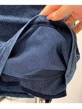 Daiiibabyyy  Women's Summer Blue Denim Short Dress High Waist Folding Strap Hip Wrapping Slimming Fit Mini Dresses 2025 New Style Fashion