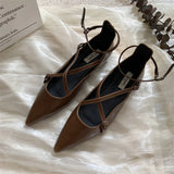 Daiiibabyyy 2024 Spring Women White Black Shallow Women Flats Shoes Pointed Toe Soft Leather Flat Ballerinas Ladies Elegant Dress Balltes