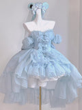 DAIIIBABYYY  -  Customized Lolita Bow Design Princess Ball Gown Dresses Sweet One Shoulder Pleated Tiered Birthday Party Vestidos Sweet Flower