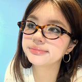 DAIIIBABYYY  -  Retro Oval Glasses Women Girls Y2K Red Green Frame Glass Eyewear Decorative Computer Anti-blue Eyeglasses with Seaside Driving