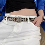 DAIIIBABYYY  -  Fashion and Personality Belt Female Design Feeling Small Leopard Print Snake Skin Cool Cool Spice Girl Style All-In-One Belts