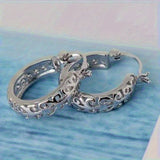 Daiiibabyyy  Fashion Classic Versatile Hoop Earring for Women Hollow-out Design Temperament Jewelry for Daily Life Zircon Accessories Jewelry