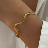 Daiiibabyyy  Classic Devil's Eye Stainless Steel Gold Plated Bracelets for Women Men Wave Twisted Stacking Bangles Wedding Party Jewelry