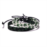 Daiiibabyyy  New Retro Ethnic Fabric Printed Plant Hemp Leaves Handmade Woven Bracelets for Men Women Personality Jewelry Accessories Gifts