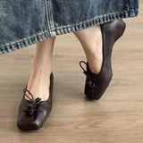 Daiiibabyyy  Women's Loafers Shoes Square Toe Shallow Designer Heels Shoes New Heeled Sandals Retro Fad Walking Leather Casual Mujer Zapatos