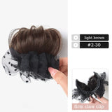 Daiiibabyyy  Synthetic Hair Bun Extensions Wig Claw Clip Bun Hairpiece with Tulle Decoration Balletcore Duckbill Clip Hair Bun for Women Use