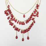 DAIIIBABYYY  -  Palace Feng Shui Drops Pomegranate Red Stacking Necklace Retro Subculture Personalized Clavicle Chain
