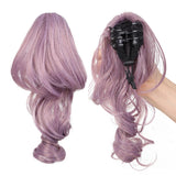 Daiiibabyyy  Synthetic Purple Wig for Cosplay Curly Wavy Hair Wig with Hair Bangs 26inch Long Roman Roll Wig for Women Daily Party Use