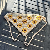 Daiiibabyyy  New Spring Summer Travel Headgear Handmade Knitted Headband Women Japan Korea Sweet Strap Headscarf Photo Triangle Towel