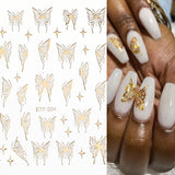 Daiiibabyyy 3D Hollow Butterfly Nail Sticker Holographics Transfe Bronzing Laser Butterfly Moon Start Stickers Nail Decal Decoration Tools