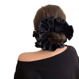 DAIIIBABYYY  -  Ballet style pleated lace double-layer satin large intestine headband oversized meatball hairrope hair tie rubber band headband