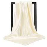 DAIIIBABYYY  -  Imitation Silk Scarf Pure color Women Satin Square Hijab Scarfs For Ladies Luxury Shawl 90*90 Bandana Large Hair Head Scarf