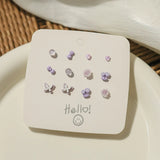 DAIIIBABYYY  -  Hot Selling Cute Flower Heart Cartoon Animal Stud Earrings Set for Women Korean Fashion Sweet Pink Peach Earring Jewelry