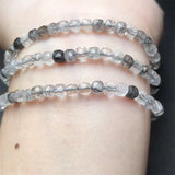 DAIIIBABYYY  -  Black Rutiled Quartz Cube Bracelet Gemstone Crystal Jewelry Bangle For Women Healing Bohemia Holiday Gift 1pcs
