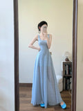 DAIIIBABYYY  -  New Style Blue Strap Ankle-Length Dress For Women French Luxury Summer Beach Vacation Fashion Sleeveless High Waist Sling Dresse