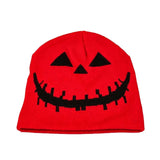 Daiiibabyyy  Knitted Fabric Pumpkin Beanie Hat Pumpkin Orange Soft Texture Halloween Knitted Cap Lightweight Cuffed Brim Hip Hop Skullcap