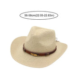 Daiiibabyyy  Vintage Summer Western Cowboy Hats Wide Brim Vacation Straw Cowgirl Hat Hiking Travel Sunscreen Visor Cap Outdoor