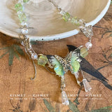 Daiiibabyyy  Fairy green crystal butterfly necklace female choker necklace clavicle chain