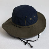 Daiiibabyyy  Japanese Drawstring Sunshade Fisherman Hat, Men's And Women's Big head Outdoor Mountaineering And Fishing Summer Hat