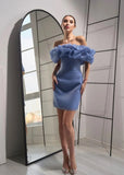 Daiiibabyyy Women's Summer Dress One Neck Short Sleeve Slanted Shoulder Solid Color Dress Sexy Backless Skinny White Dress