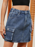 Daiiibabyyy Y2k Denim Skirt Women Summer Short Skirts Female Vintage Washed Jeans Skirt Ladies Fashion High Waist Pocket Patchwork Faldas